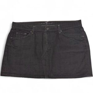7 For All Mankind Black Coated Denim Mini Skirt Low Rise Y2K Grunge 32